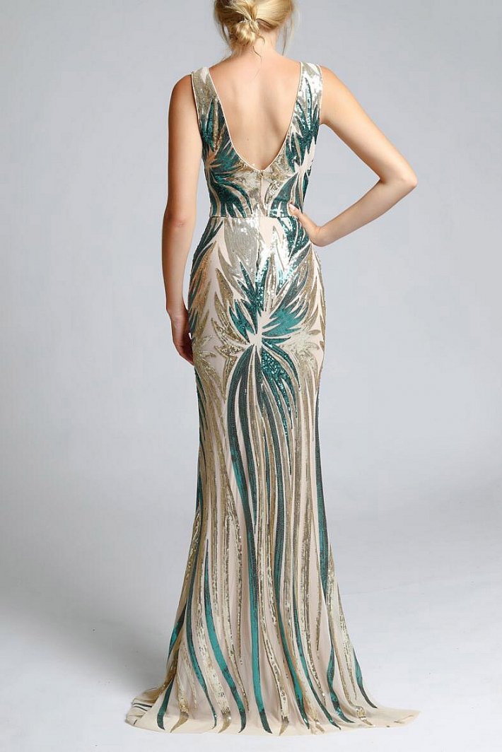 SOKY SOKA DRESS BEIGE/BOOTLE GREEN 63001-3