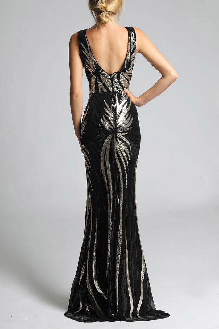 SOKY SOKA DRESS BLACK/GOLD 63001-1