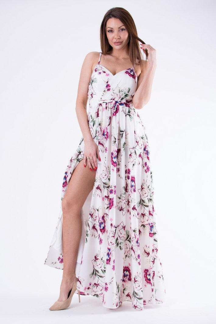 EVA & LOLA FLOWERS DRESS WHITE 58008-3
