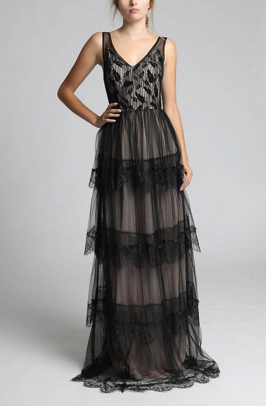 SOKY SOKA DRESS BLACK-NUDE 62002-2