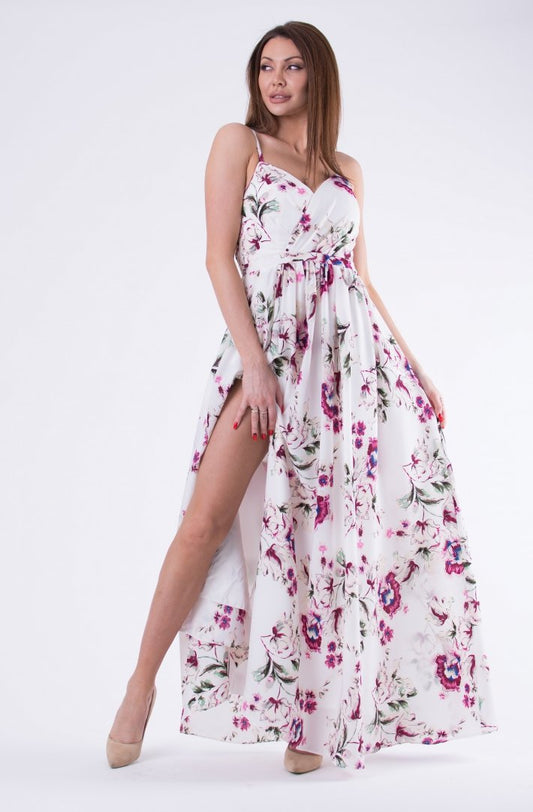 EVA & LOLA FLOWERS DRESS WHITE 58008-3