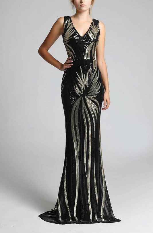 SOKY SOKA DRESS BLACK/GOLD 63001-1