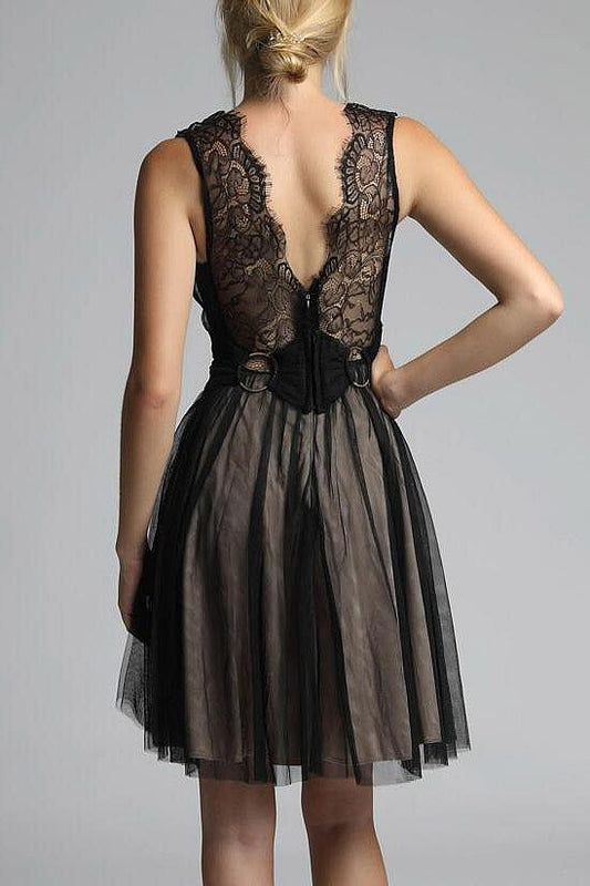 SOKY SOKA DRESS BLACK-NUDE 600017-1