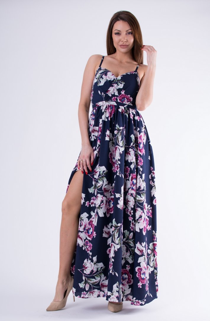 EVA & LOLA FLOWERS DRESS NAVY BLUE 58008-2