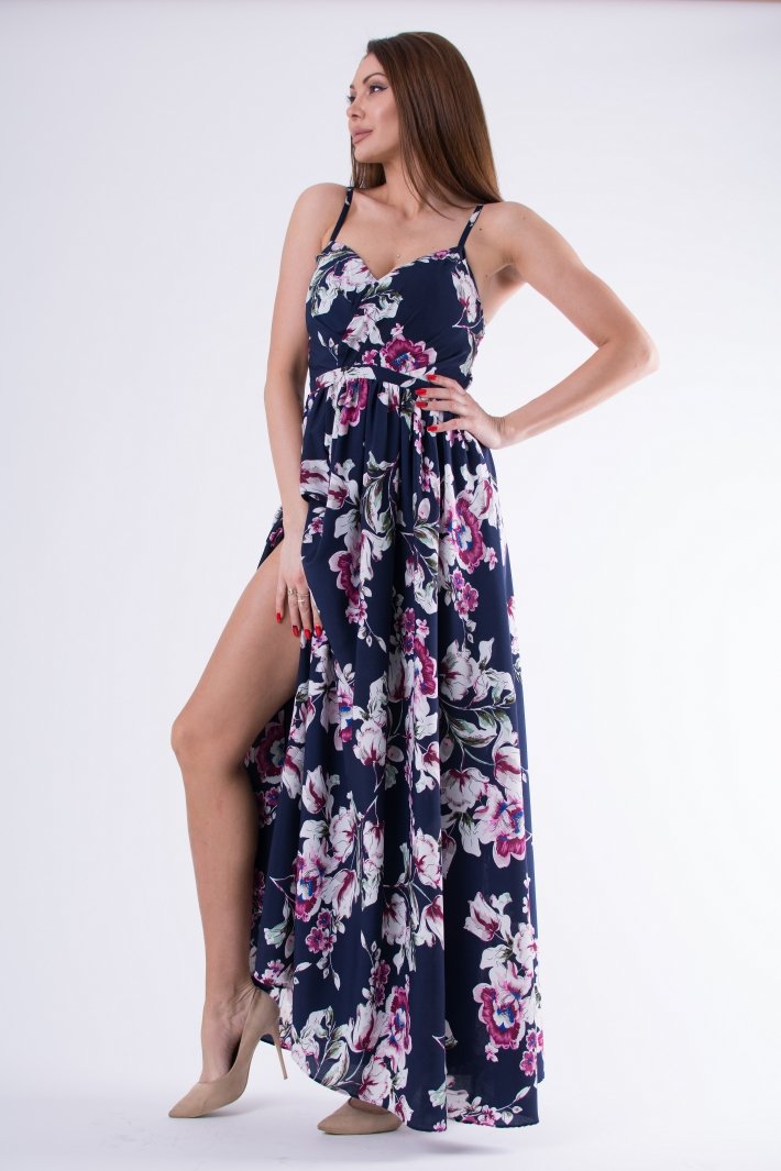 EVA & LOLA FLOWERS DRESS NAVY BLUE 58008-2