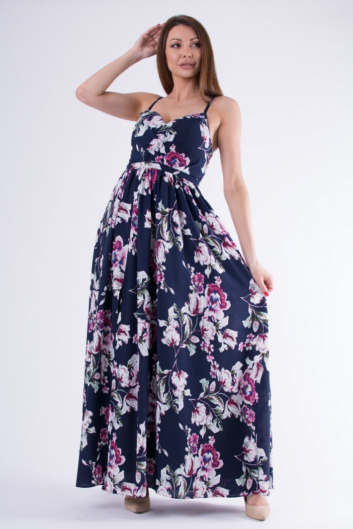 EVA & LOLA FLOWERS DRESS NAVY BLUE 58008-2