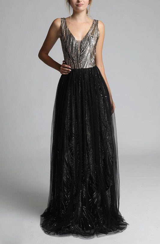 SOKY SOKA DRESS BLACK/GOLD 62004-3