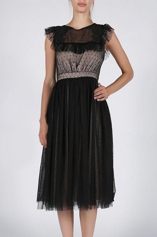 SOKY SOKA DRESS BLACK-NUDE 57004-3