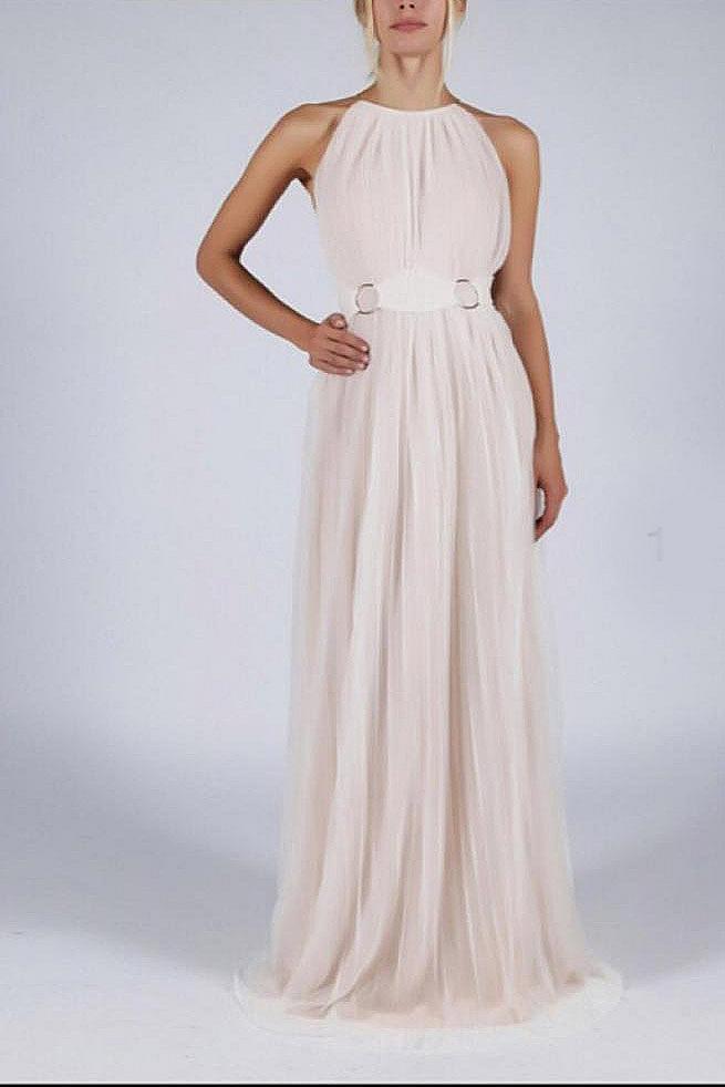 SOKY SOKA  DRESS BEIGE 60002-1